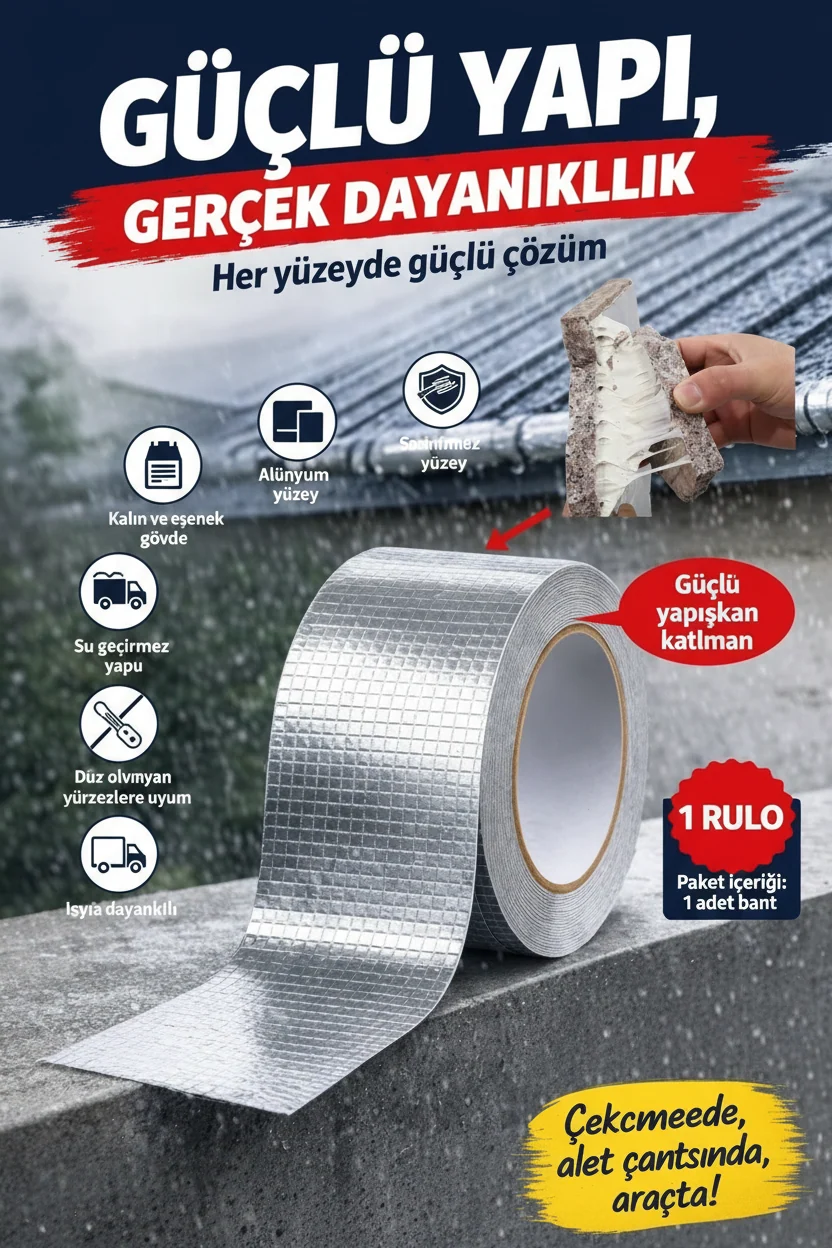 Alüminyum tamir bandı teknik özellikleri — Kalın, esnek, su geçirmez alüminyum bant yakın çekim detayları